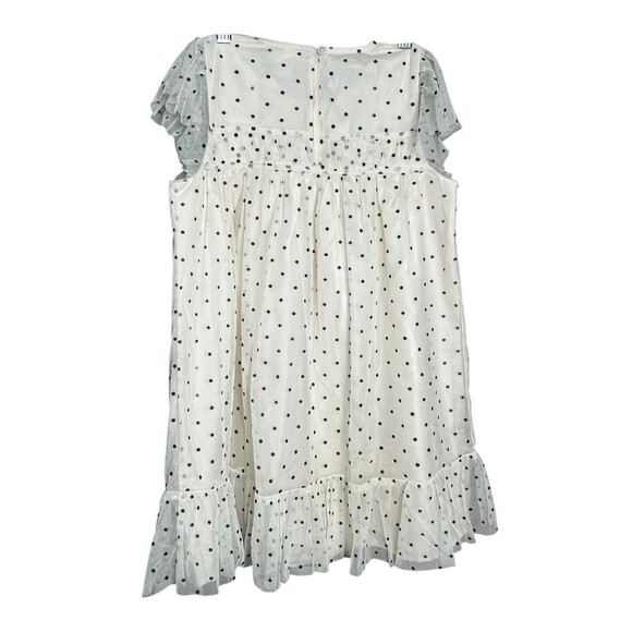 J Crew Crewcuts Polka Dot Tulle Overlay Dress‎ Puff Sleeve White Dot Kids Size 7 - Picture 7 of 9